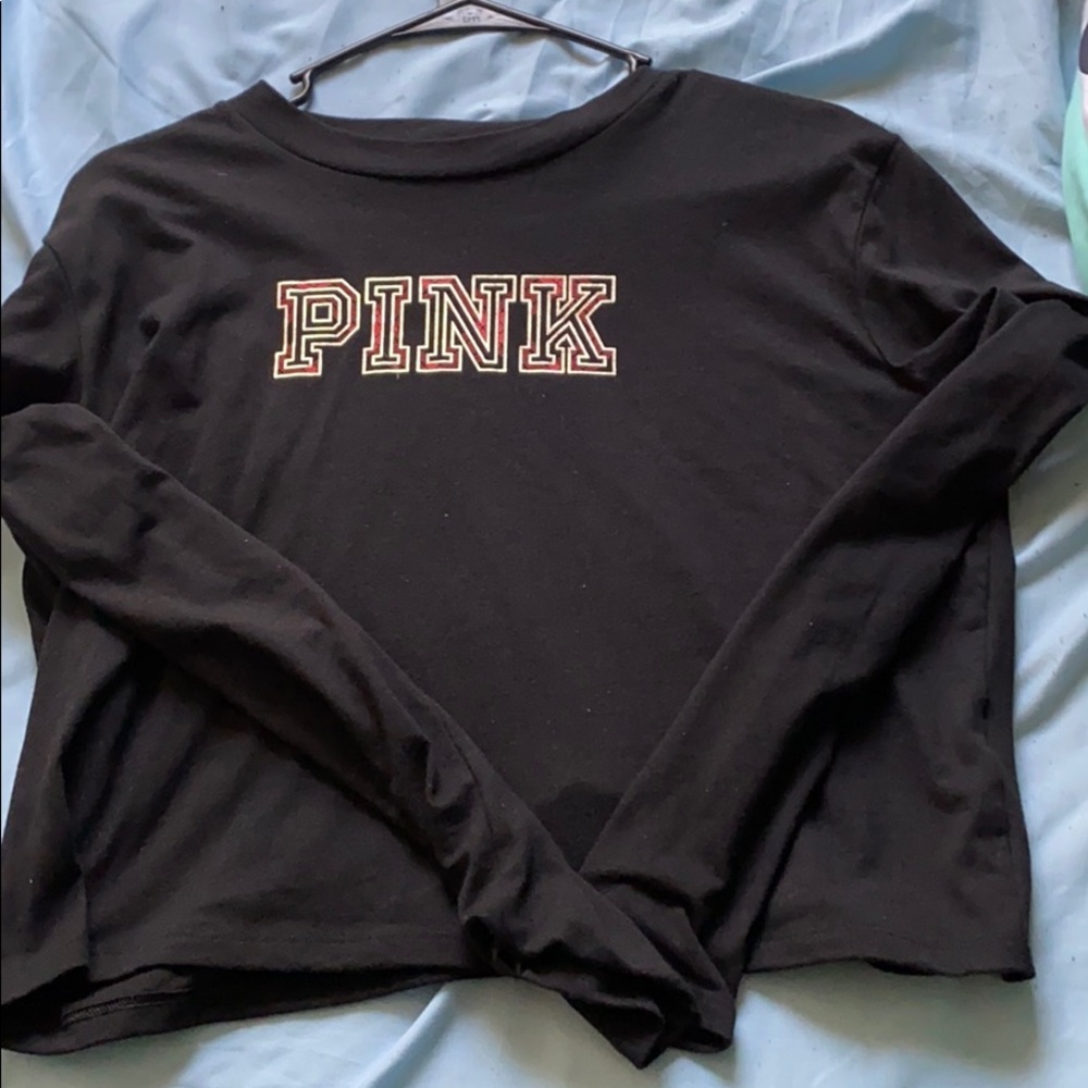 Pink crop top long sleeve